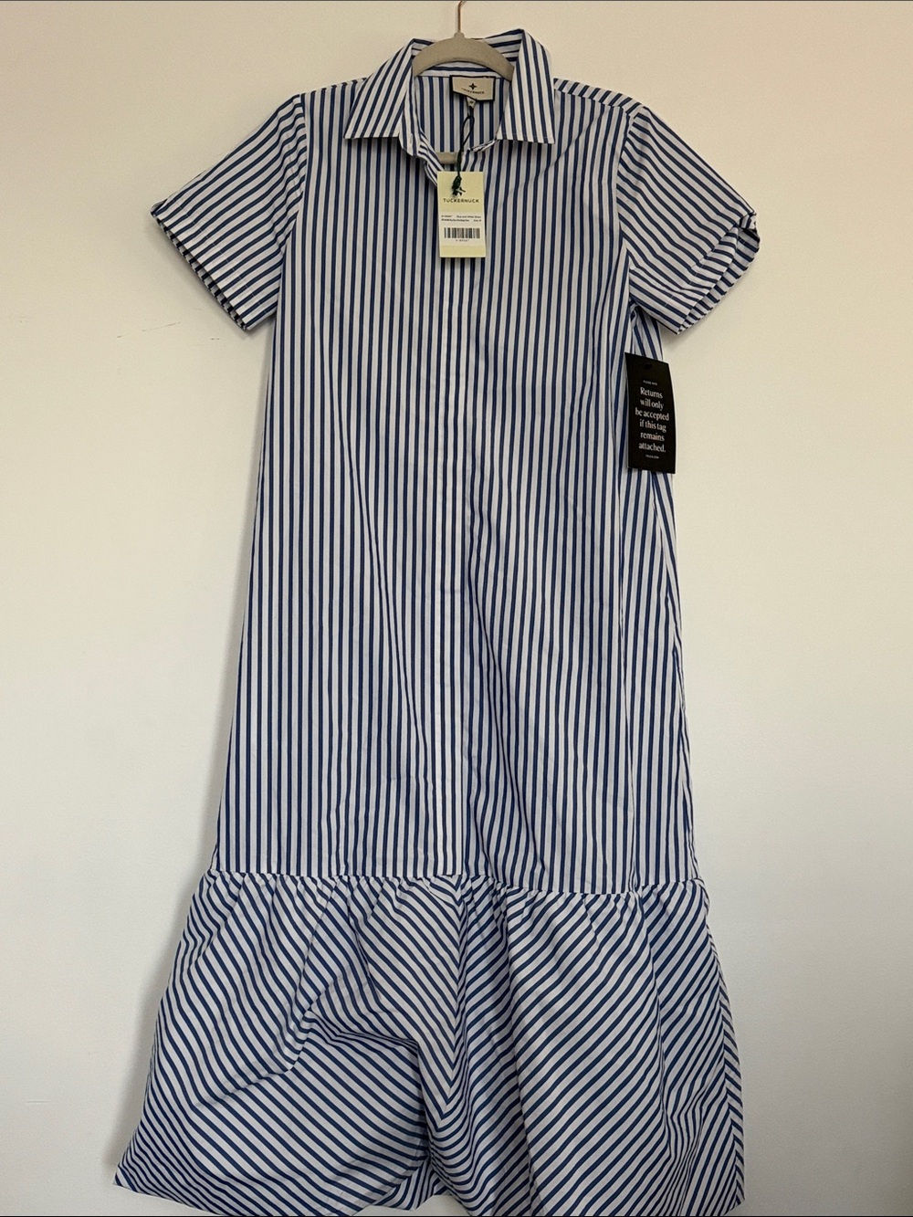 NWT Tuckernuck Blue White Stripe Martine Bubble Maxi Dress M - Picture 6 of 6